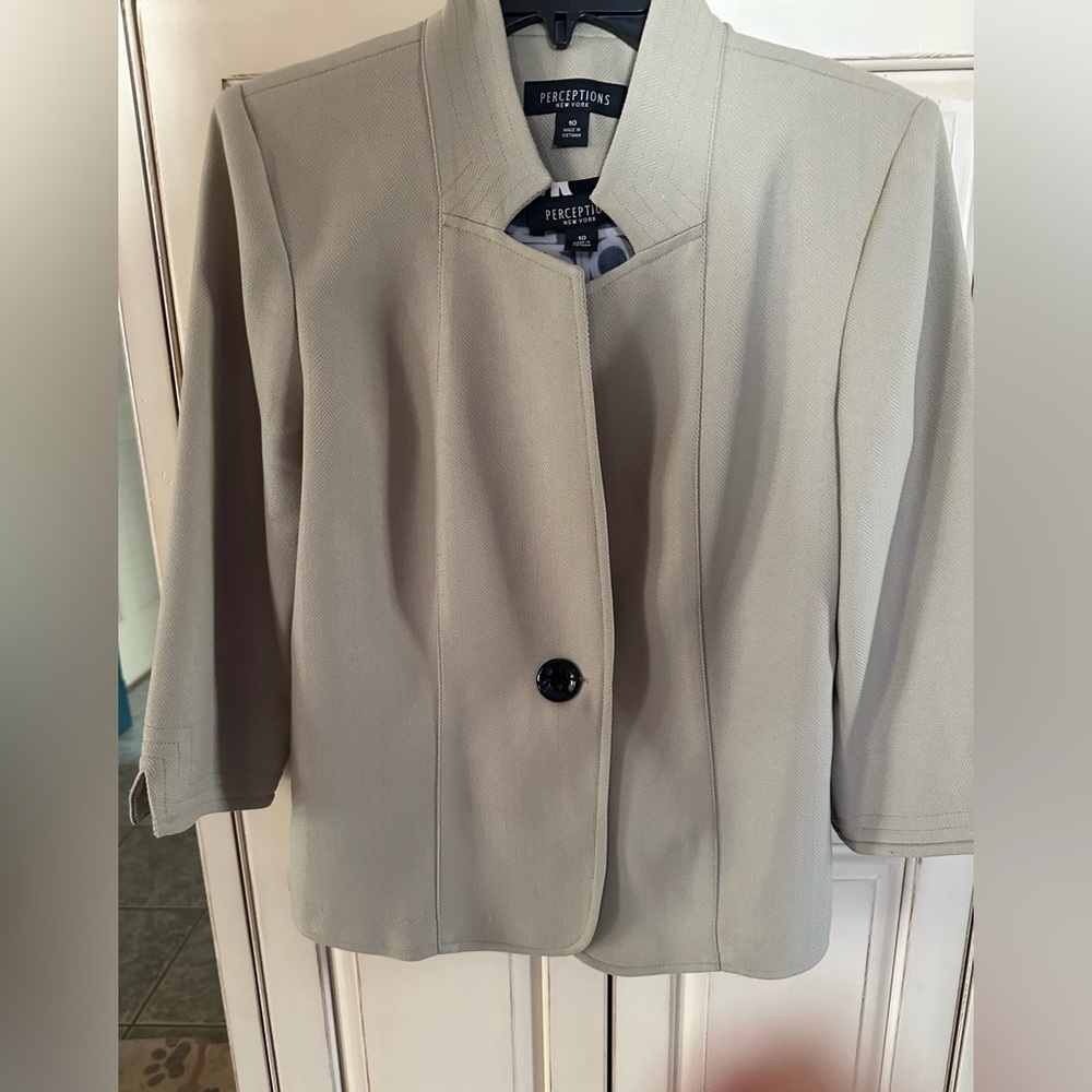 Office suit. Dressy.